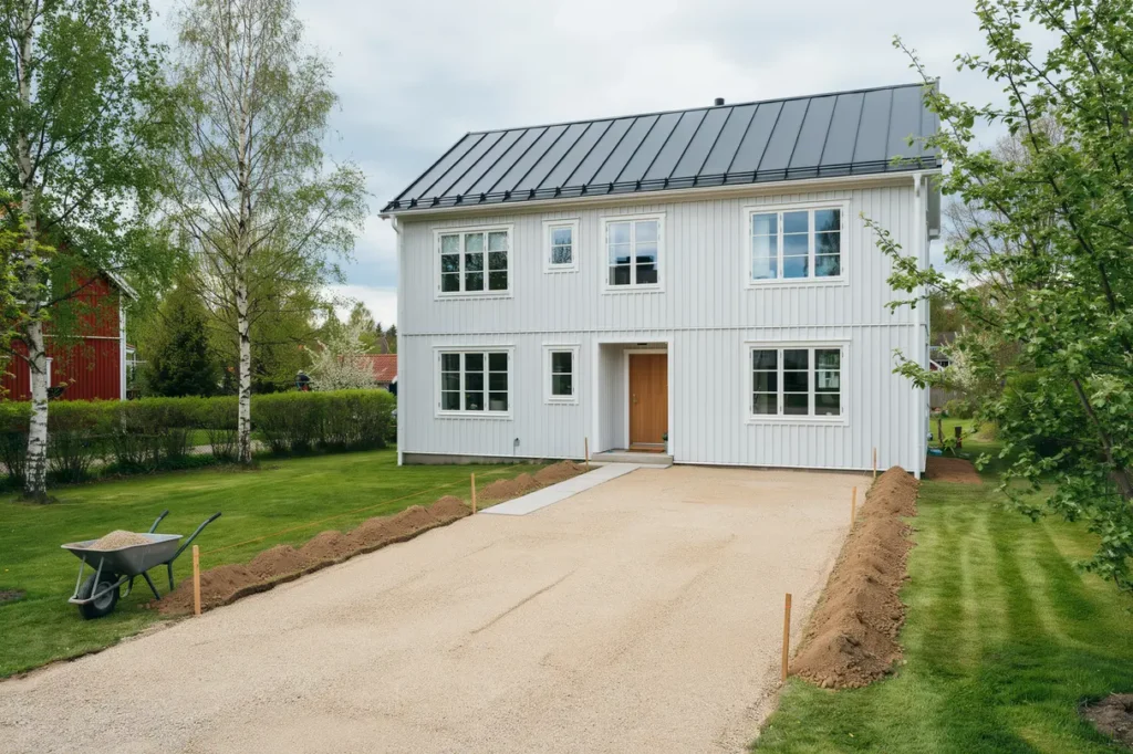 schaktning och planering f r ny uppfart i tj rnarp