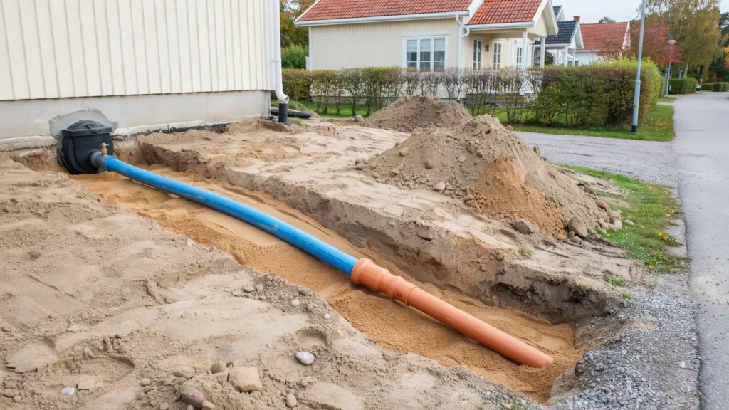 byte av vatten och avloppsservis till villa i satofta hoor 1233