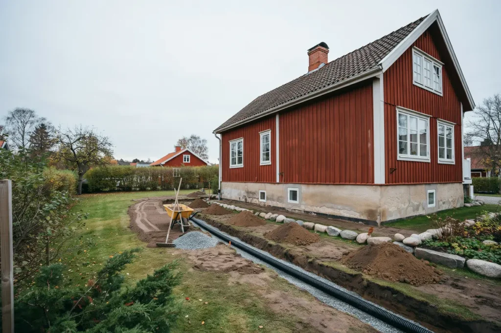 s planerar du husdr nering och marklutning runt k llaren f r att leda bort vatten effektivt